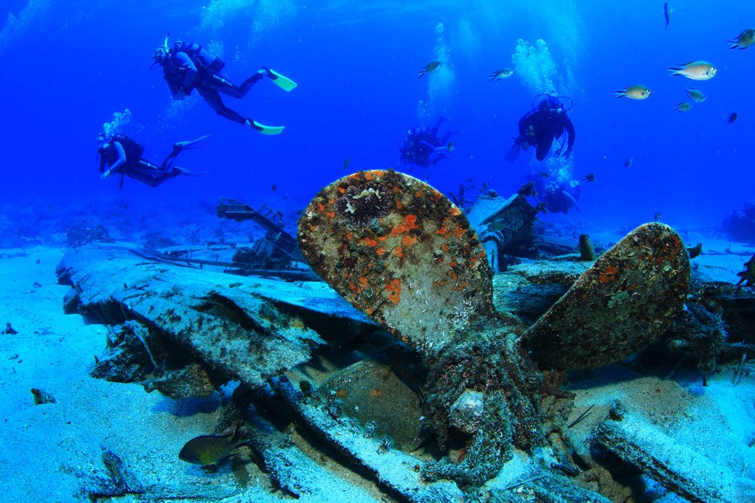 Lanzarote Dive site Berrugo with rubicon diving center a divers barco